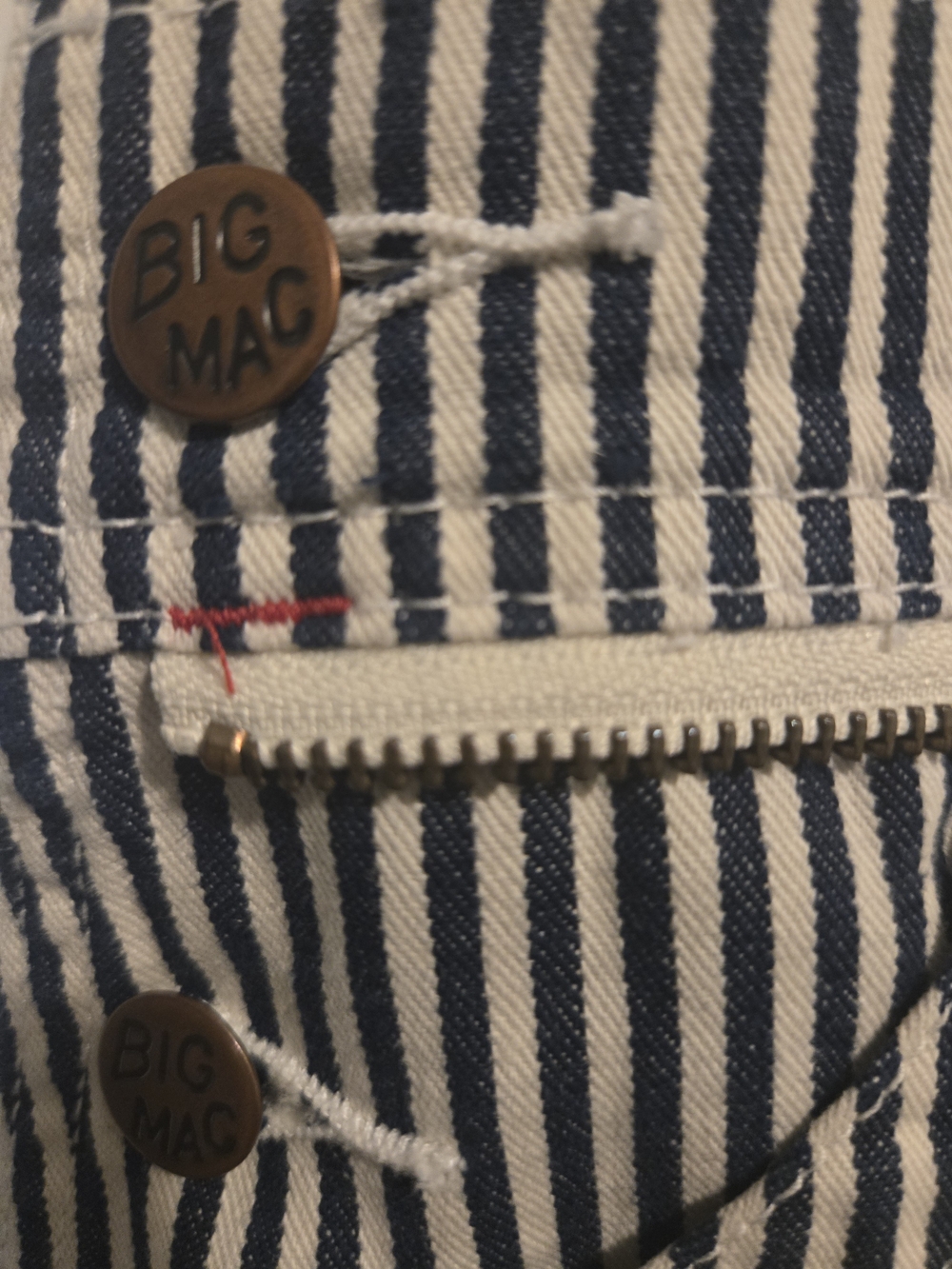 Men's Striped Blue & White Overalls with Adjustable Straps - Picture 4 of 6